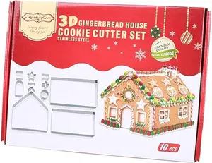 3D Gingerbread House Bake Baking Cookie Cutters Stencil NEW