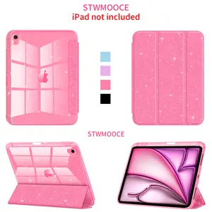 STWMOOCE Pink Glitter Sparkly Clear Back Protective Casing for 10.2-inch iPad 7/8/9th, 11-inch iPad A16 10.9-inch 10th Air4/5th M2/M3 12.9-inch Pro 3/4/5/6th gen, 11/13-inch Pro M4/M5 Tablet Cover Protection