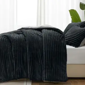 3 Pack 1 Set Queen Size Fleece Comforter Set - Super Soft Flannel Bedding, 100% Polyester Fill, Machine Washable, No Print, Heavyweight Warm Bed Set With 2 Pillow Shams Suitable For All Seasons