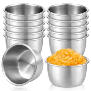 Stainless Steel 12 Count Sauce Dipping Bowl Mini Reusable Dipping Cups 45/55ml - Set of 45/55ml Dishes for Tableware Use 5.5Cm-45Ml laundry basket