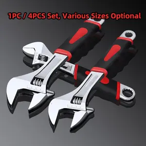 1pc/4pcs Adjustable Wrench Set, Wide Jaw Spanner Wrenches, Universal Multi-Functional Tool, Large Opening Metal Design