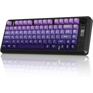 M75  Gaming Keyboard Mechanical Feel Membrane with Knob & OLED Display /2.4Ghz Rainbow Backlit Gradient PBT Keycaps 2000mAH  Anti-Ghosting-Purple