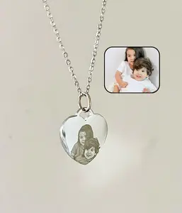 Custom Heart Photo Necklace, Personalized Engraved Portrait, Memorial Gift , Photo Locket for Mom, Wife or Daughter