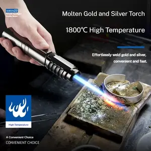 (1No Butane Gas)1800° High Temperature Spray Gun Butane Gas Lighter Jet Lighter with Blue Windproof Packaging, Ideal for Kitchen Utensils and Bbq Refillable