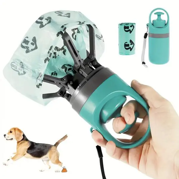 Manual Portable Pooper Scooper for All Dog Sizes - Versatile, Easy-Clean, Leak-Proof Included Bags, Ideal for Outside Use (Single Item)