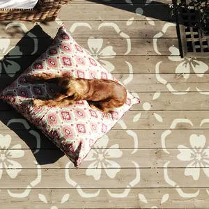 FLEUR- Large  Floor Painting Stencil- Geometric Pattern Concrete Patio Stencil- Diy Floor Decor Stencil- Large Floor Stencils