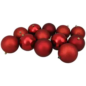 Northlight 12ct 4" Red Christmas Ball Ornaments Northlight 12ct 4" Red Christmas Ball Ornaments