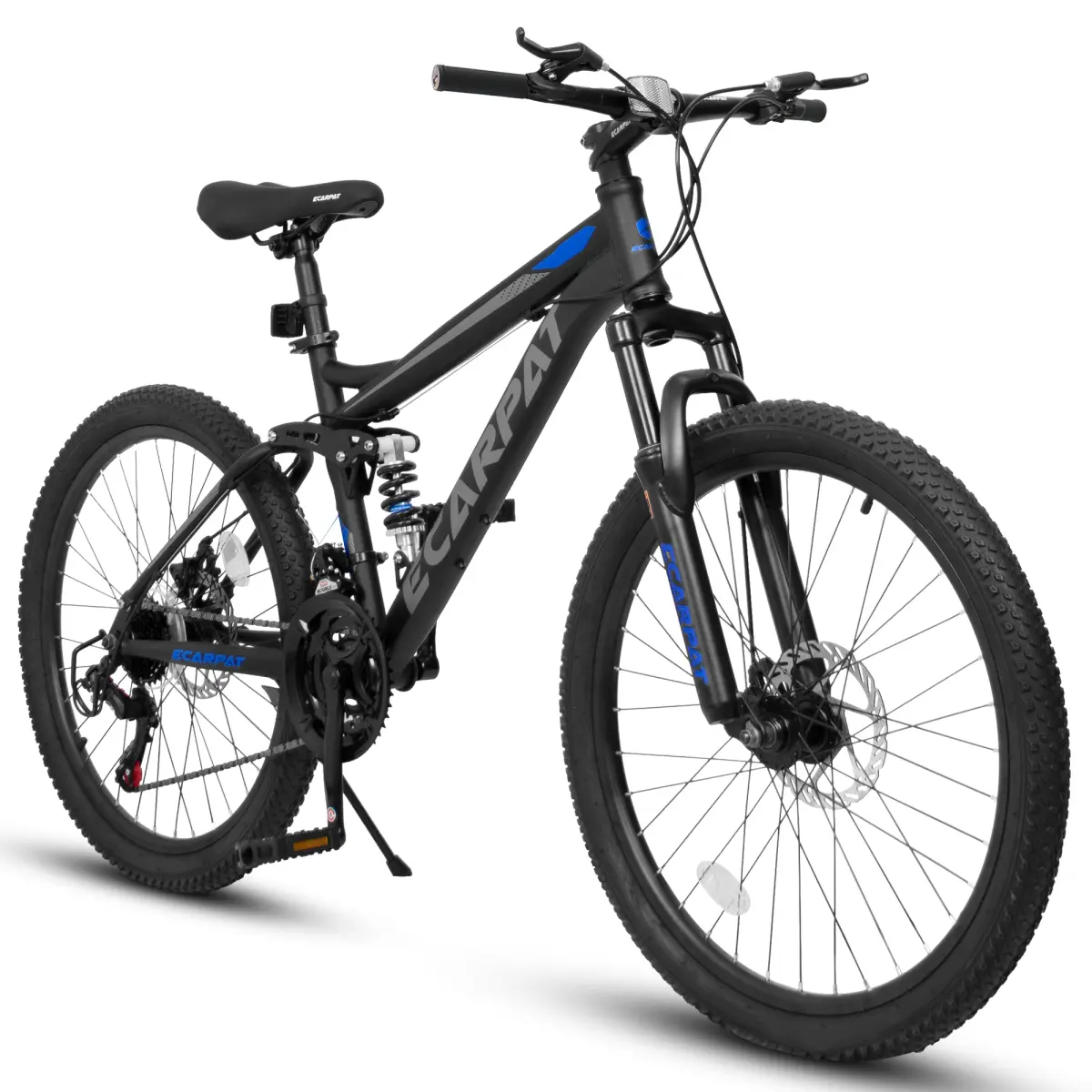 A2460 24 Inch Mountain Bike with Full Suspension, 21 Speed Shifter Lever with Gear Indicator, High Carbon Steel Frame, Mechanical Disc Brakes, Unisex for Men/Women/ Adults, Ideal for Trails.On-Site