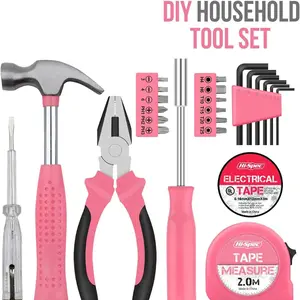 24-Piece Pink Household DIY Tool Kit for Women – Compact Mini Tool Box Set with Essential Starter Tools for Home Projects