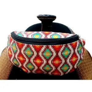 Red Southwest Print Insulated Nylon Saddle Pouch