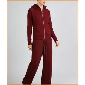 Vibe Outdoor Women's 2-Piece Soft Full-Zip Hoodie & Wide-Leg Pants Athleisure Set  Casual Comfort for Lounge & Outings