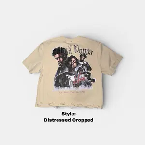 Lil Poppa Memorial Menswear 100% Cotton Distressed Graphic T-Shirt - Unisex Round Neck Shortsleeve Streetwear Clothes, Crop or Regular Fit, Hip-Hop Rap Fan Comfort Crewneck