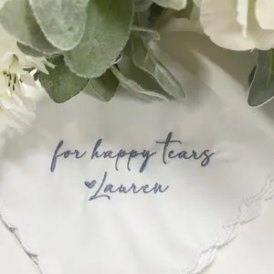 Personalized Embroidered Wedding Handkerchief | father/mother of bride gift bridal party gift