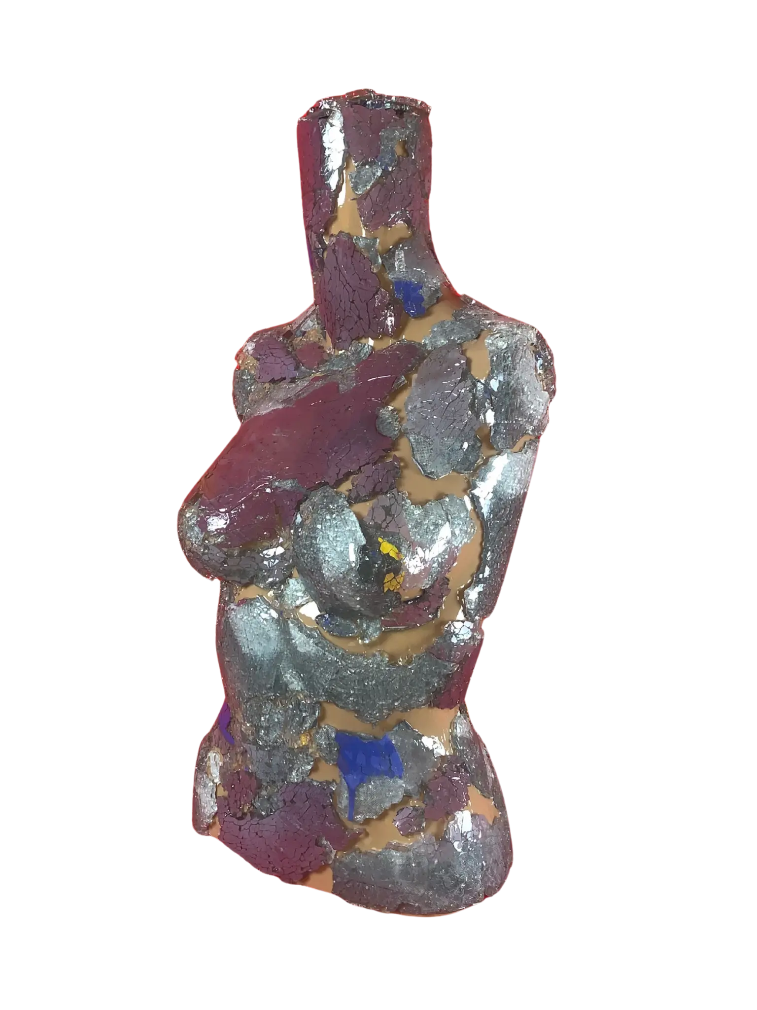 Athena Glass Sculpture Modern Mixed Media Art Hand-Painted Translucent Design 25 Tall Contemporary Abstract Figurative Home Decor