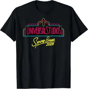 100% cotton Unisex Universal Studios Spring Break 2026 Neon Logo T-Shirt