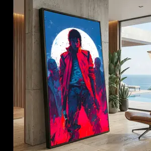Michael Jackson Thriller Canvas Art, Retro Pop Culture, Halloween Zombie Theme