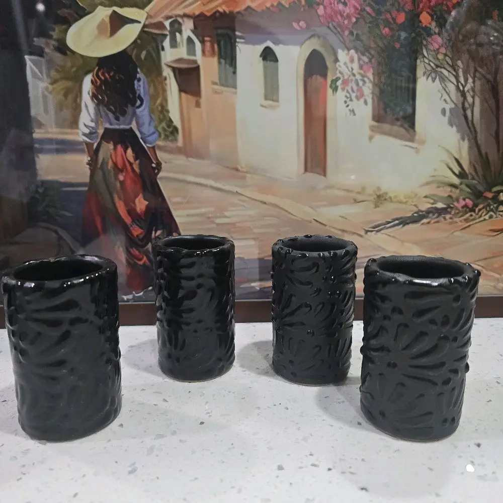 Set of 4 Tequileros - Shot glasses- Black on black