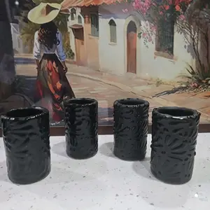 Set of 4 Tequileros - Shot glasses- Black on black