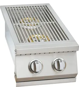 Heavy-Duty Stainless Steel Double-Sided Outdoor Gas Barbecue Burner with Cover, Grilling Kitchenware, Outdoor Gas Barbecues