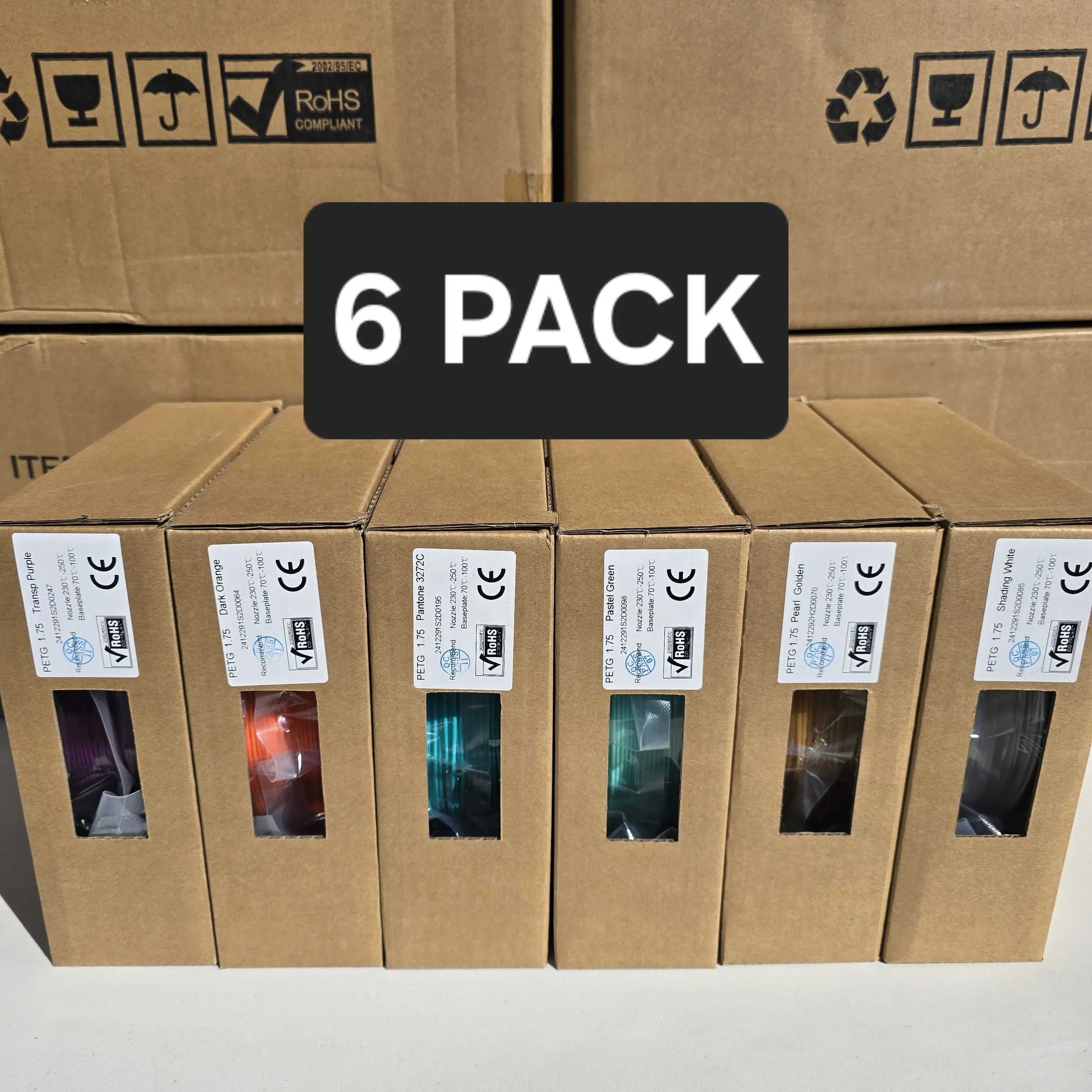 BULK PLA 1.75mm Transparent Colors, 6pc 12pc 18pc - Peter Prints