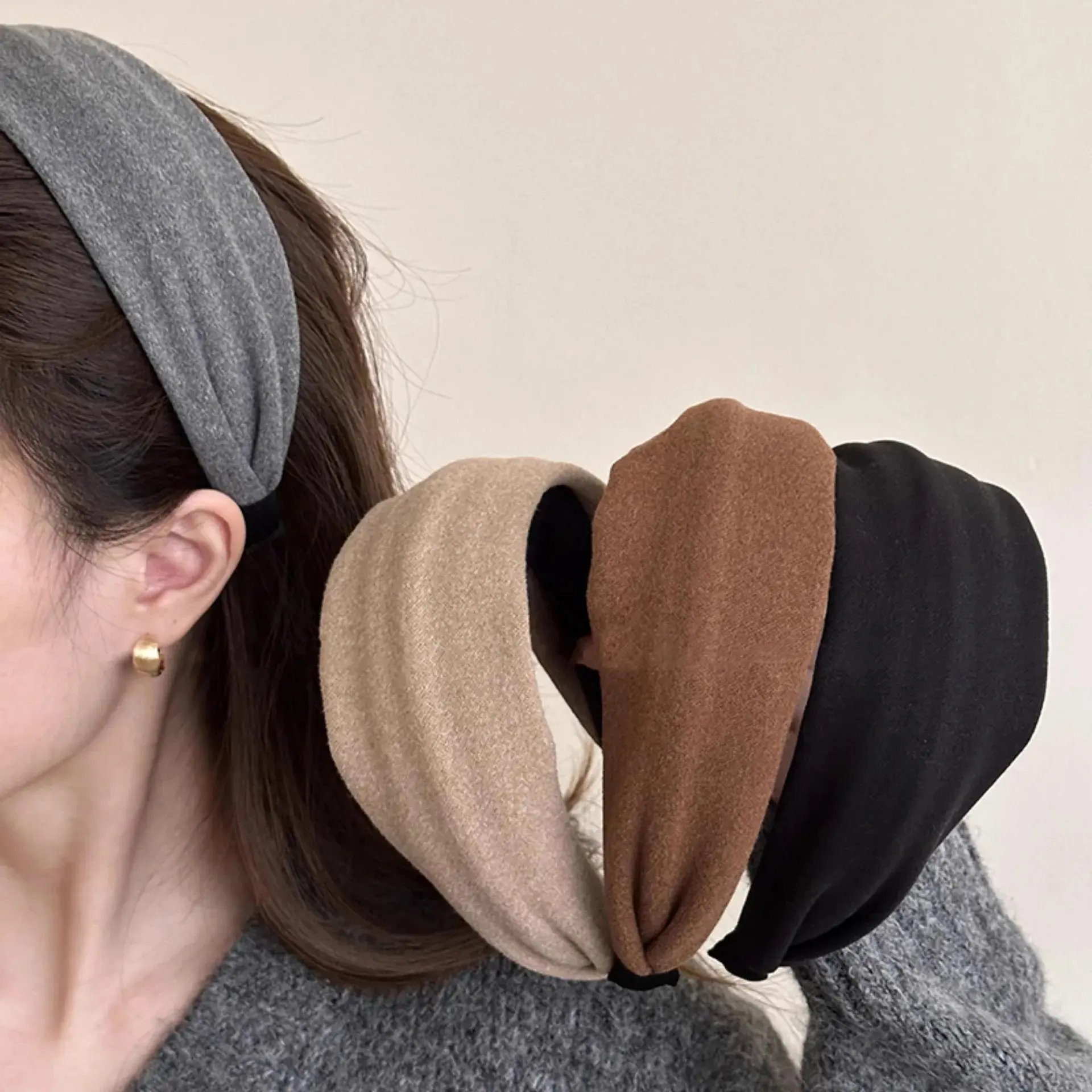Vintage Solid Soft Cotton Hairband Women Girls Leopard Print Headband Sweet Hair Hoop Elastic Hair Band Fashion Hair Accessories
