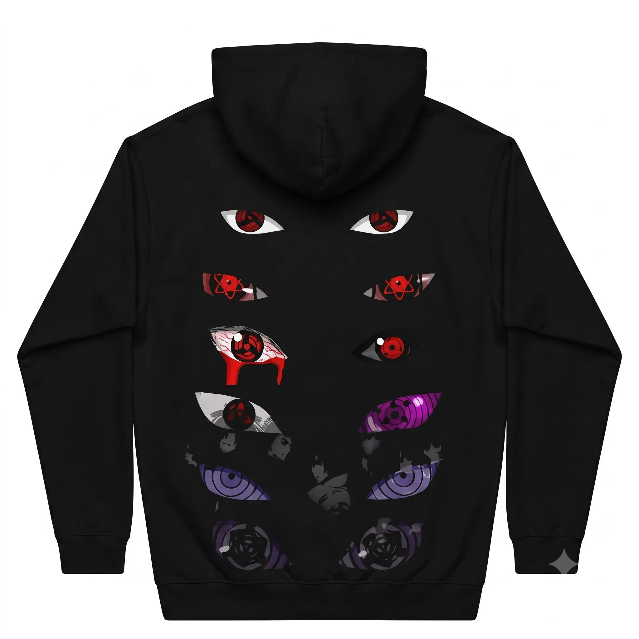 Casual Anime Style Red Eye Graphic Hoodie Unisex Long Sleeve Pullover Sweatshirt Streetwear Apparel for Men Women Jeans Menswear