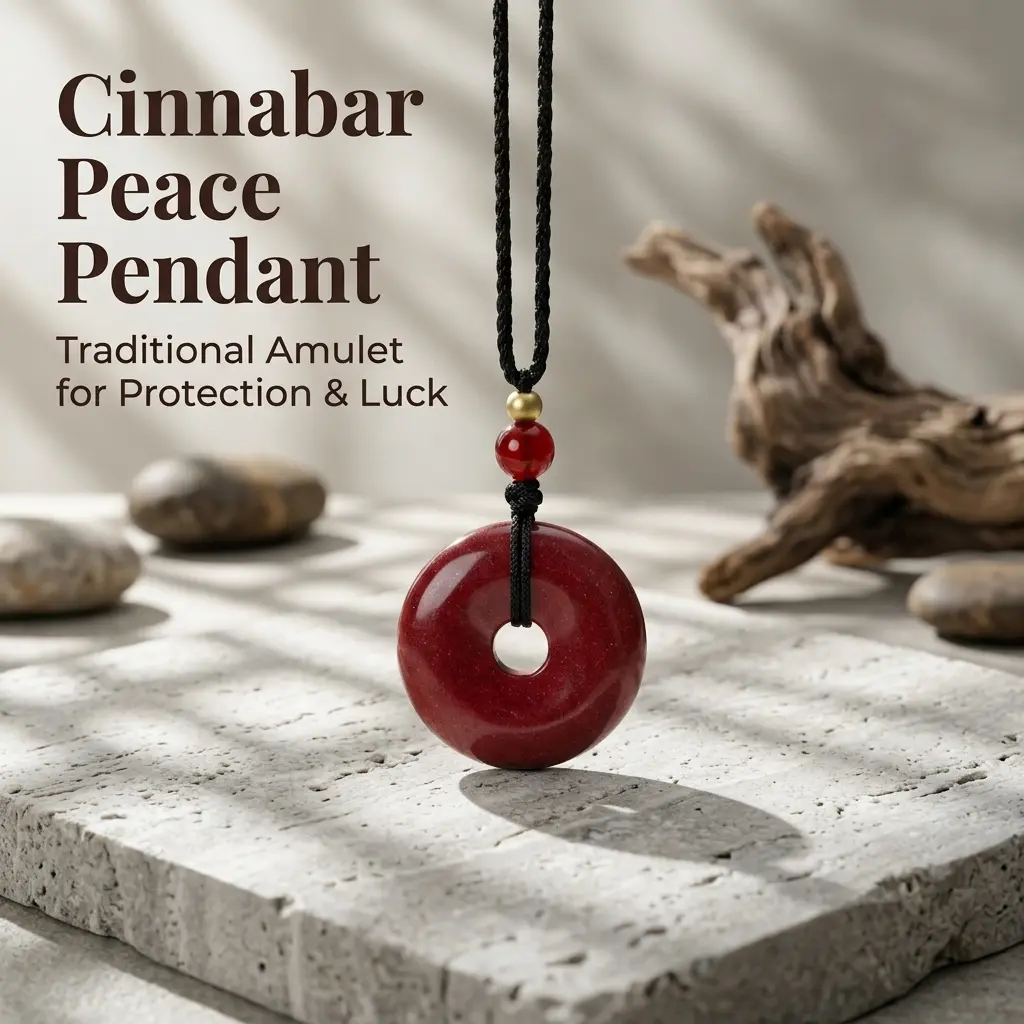 Pup CZ Ethnic-Style Cinnabar Ring Pendant Necklace, Custom Chinese-Inspired Protective Blessing Charm, Couple Culturally-Inspired Unisex Amulet, Healing Fashion Costume Jewelry Everyday Gift for Friends, Chinese-Inspired Necklaces