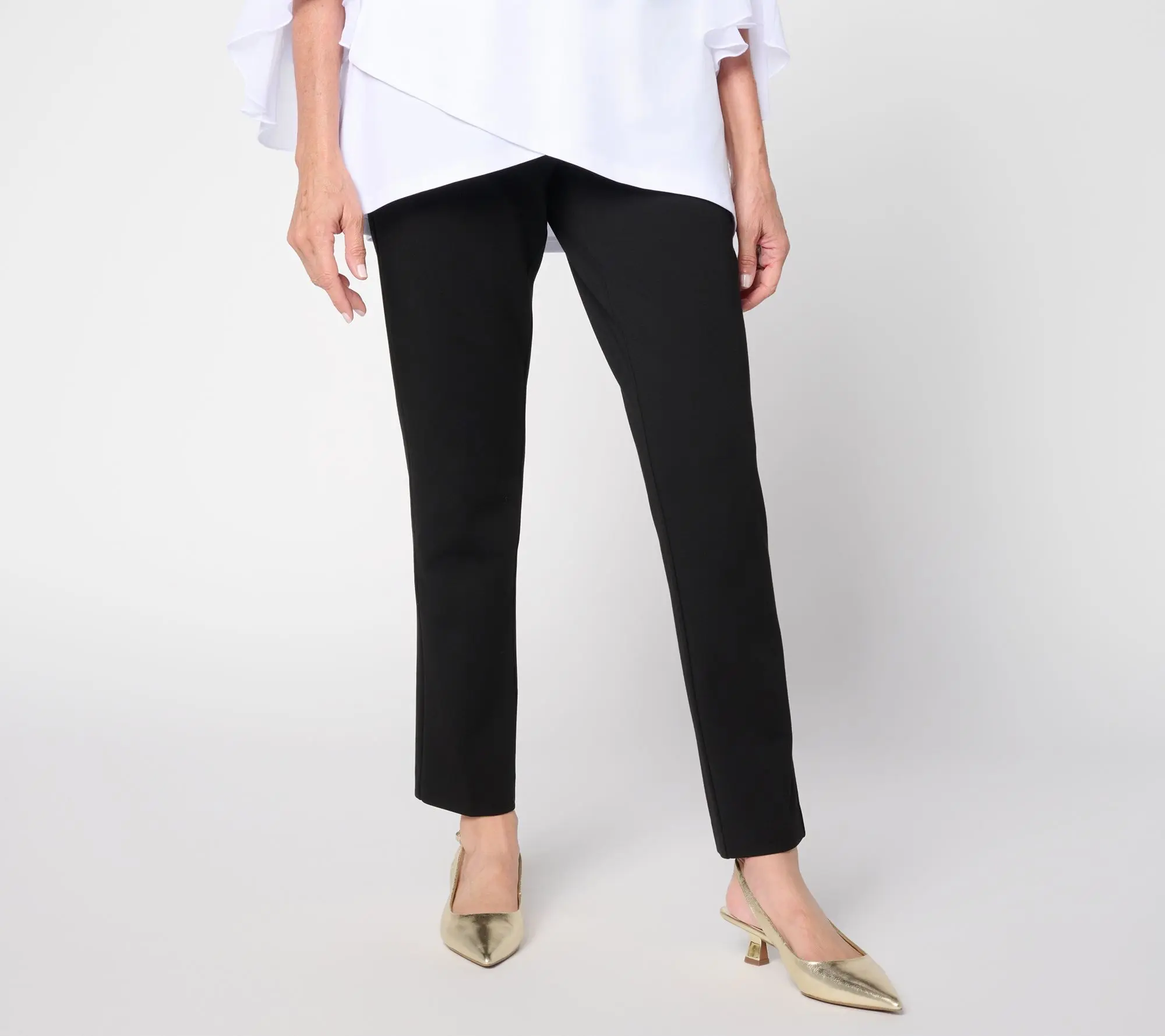 Susan Graver Petite Smart Ponte 350 Slim Leg Ankle Pants