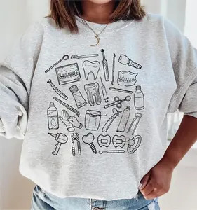 Dental Tool Doodles T Shirt, Cute Dentist Sweatshirt, Dental Hygienist Crewneck, Dental Assistant Graphic Tee, Funny Tooth Lover Gift Top