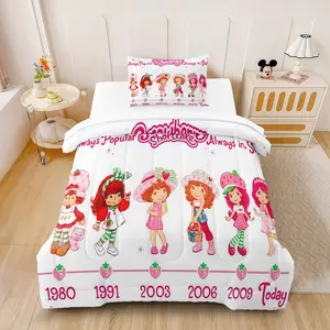 Strawberry Shortcake Comforter Set (Including 1 Quilt And 1-2 Pillowcases), Cute Cartoon Girl Pattern Bedding, Suitable For Decorating Rooms And Bedrooms Of Teenagers, Girls And Boys