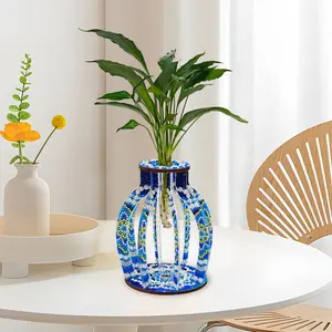 DIY Diamond Art Vase Kit, Handmade Rhinestone Diamond Painting Kit, Luxurious Pearl Painting Flower Vase with Tube, Desktop Mini Decor, Holiday Gift