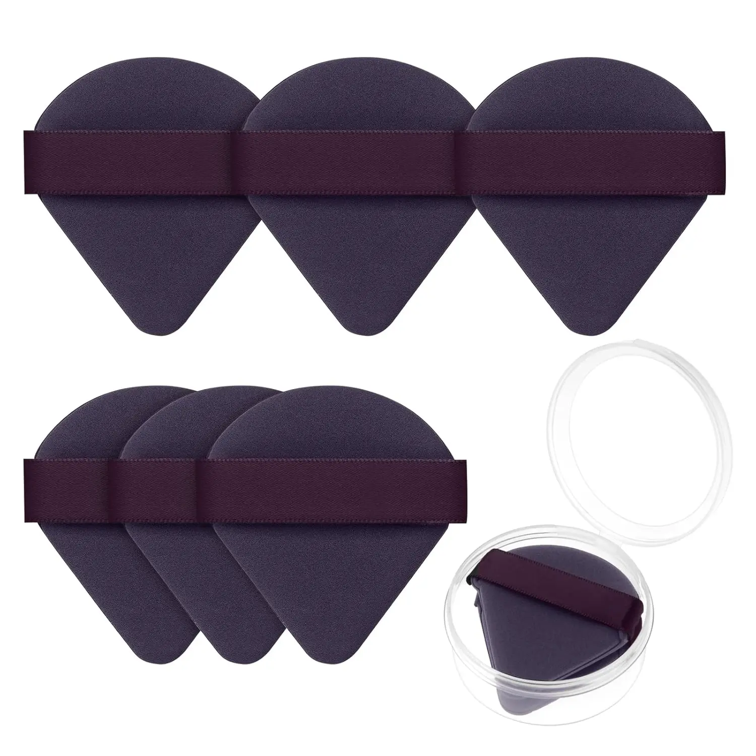 6PCS Air Cushion Makeup Sponges for Foundation, Triangle Powder Puffs with Portable Case, Dry and Wet Makeup Sponges Double-Sided Reuse,Latex-Free Blending Sponge for Foundation,Cream,Concealer