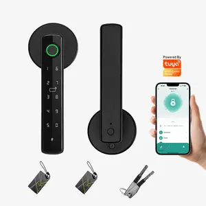 Biometric Fingerprint Door Lock Smart Keyless Entry Handle 4 in 1 with Card App Control Backup Key Local Data Storage for Bedroom Door Apartment Garage Home Office bluetooth deadbolt knob padlock security latch keypad