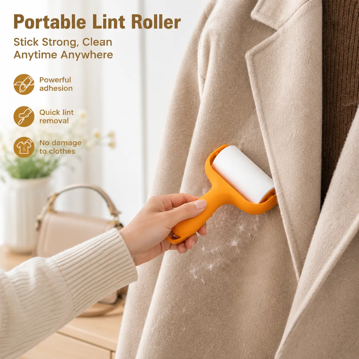 Mini Portable Lint Roller (1 Piece) - Pet Hair & Fuzz Removal Tool with Detachable Structure, Hanging Hole, Replaceable Sticky Paper, Quick Cleaning, Dust Removal, No Clothing Damage for Daily Use, Removes Dust, Casual Daily Use