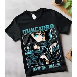 Demon Slayer Muichiro Tokito Graphic T-Shirt, Unisex Casual 100% Cotton Apparel with Round Neck, Shortsleeve Anime Fan Gift