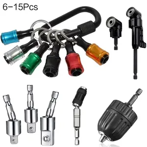 Portable 1/4" Hex Shank Aluminum Drill Screw Adapter, 6 Counts Drill Holder Set With Black Carabiner