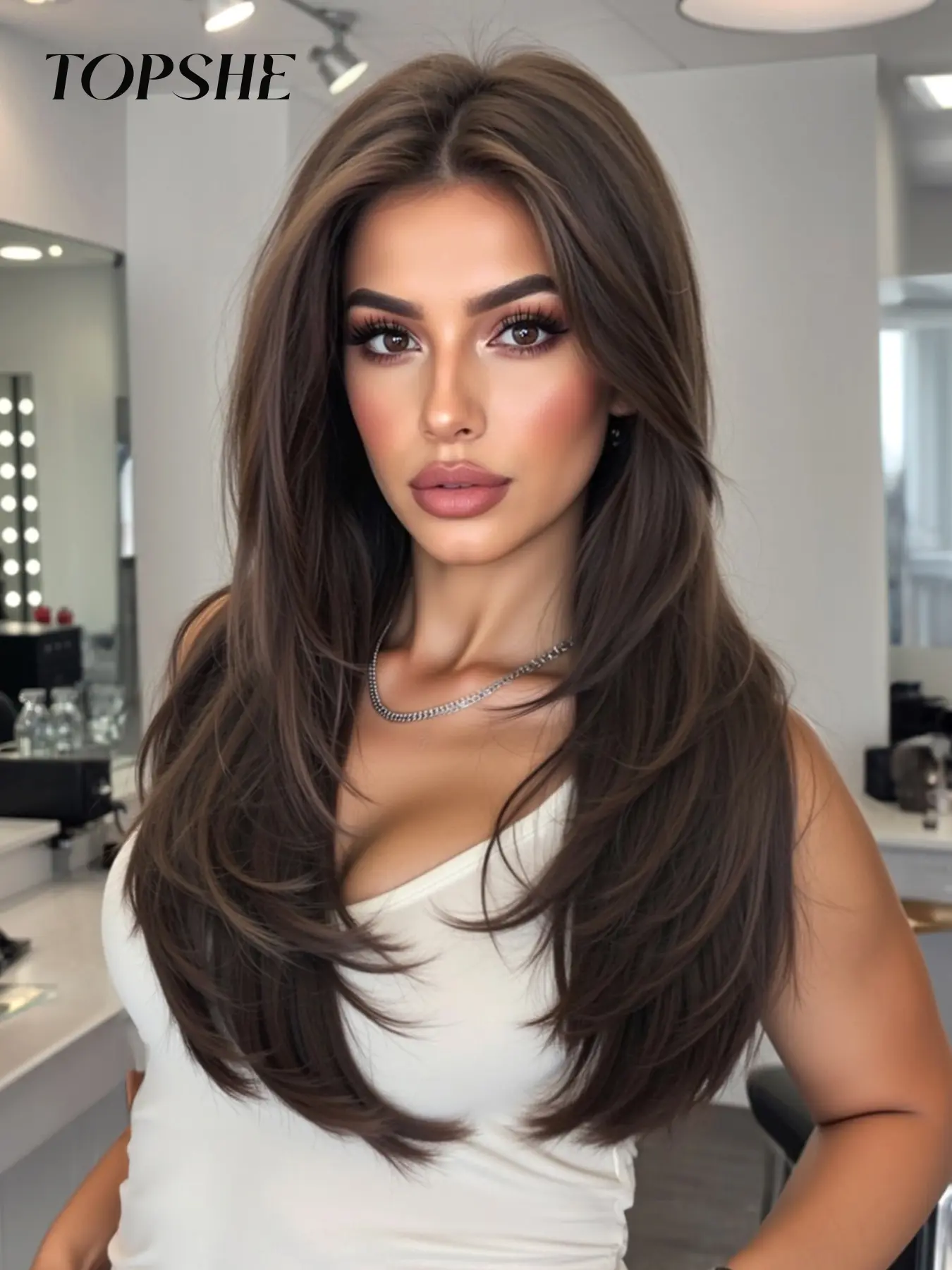 Topshe 22 Inch Import Silk Lace Front Wigs, Lace Front Hair, Long Straight, No Bangs, Natural Parting, Breathable Comfortable Fit, All Seasons Wear