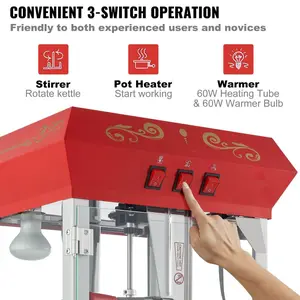 Father's Day Gift VEVOR Popcorn Popper Machine 8 Oz Popcorn Maker with Cart 850W 48 Cups Red