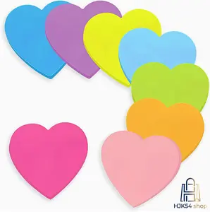 8PCS Assorted Shaped Sticky Notes Set, Neon Bright Colors Self-Adhesive Memo Pads, Cute Heart Bear Flower Shapes, Removable Notes for School, Office, Planner, Journaling & Study Organization