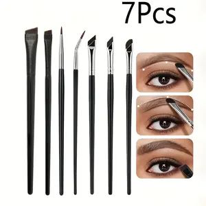 7Pcs eyeliner brush set, ultra-thin blade eyeliner brush, corner pointed eyeliner brush, oblique thin eyebrow brush, down to aegyo sal brush, tear groove brush, black blade makeup brush, portable, recommended for beginners.