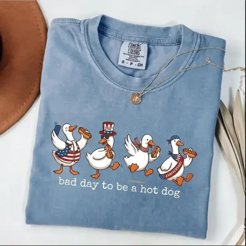 Comfort Colors Bad Day To Be A Hot Dog T-shirt, Funny Duck 4th of July Shirt, USA Independence Day Gift