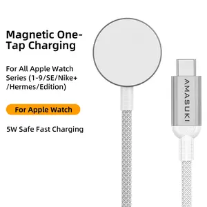 USB C Apple Watch Charger, 1M 5W Fast Charging Magnetic Wireless Cable, Compatible with Apple Watch Series 9/8/7/SE/6/5/4/3/2/1, Portable iWatch Charger for Home & Travel