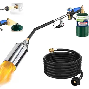 Propane Torch Weed Burner Kit,Weed Torch Blow Torch with 1lb Propane Cylinder Adapter and 10FT Hose,Flamethrower with Turbo Trigger for Weeding,Melting Ice Snow,Roofing(PROPANE TANK NOT INCLUDED)