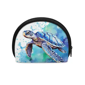 Cute Sea Turtle Mini Coin Storage Bag,Girl Wallet Waterproof Dirt Resistant Fleece Elastic Cloth Small Zipper Pouch Pet Lover Essential Multi Purpose Wallet for Coins Keys Cards Lipsticks Earbuds Perfect for Daily Travel Outdoor Beach Party Holiday Use ou