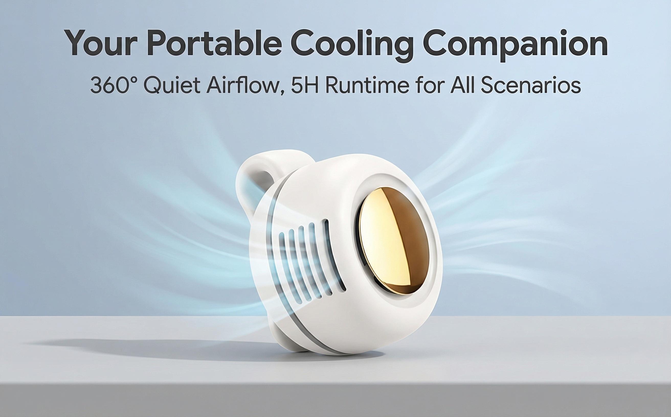 Westdeer Portable Silent Mini Bladeless Electric Fan,Adjustable 3-speed Suspended Waist Fans,Phone Cooling Fan,Personal Fan,Rotating BodyFan Suitable for Outdoor Travel,fathersdaygift,rechargeable personal fan,handheld turbo fan,Perfect Gift