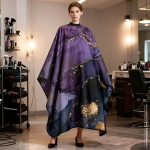 Luxury Purple Gold Marble Barber Cape - Professional 2D Print Hairdressing Salon Cape for Hair Cutting, Adjustable Neck Closure for Men, Women & Home Use