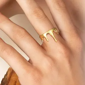 modmints Handcrafted Dripping Design Elegant Artificial Gemstone Ring - Women's Small Statement Elegant Ring, Unique Accessory for Daily Wear,summerwins
