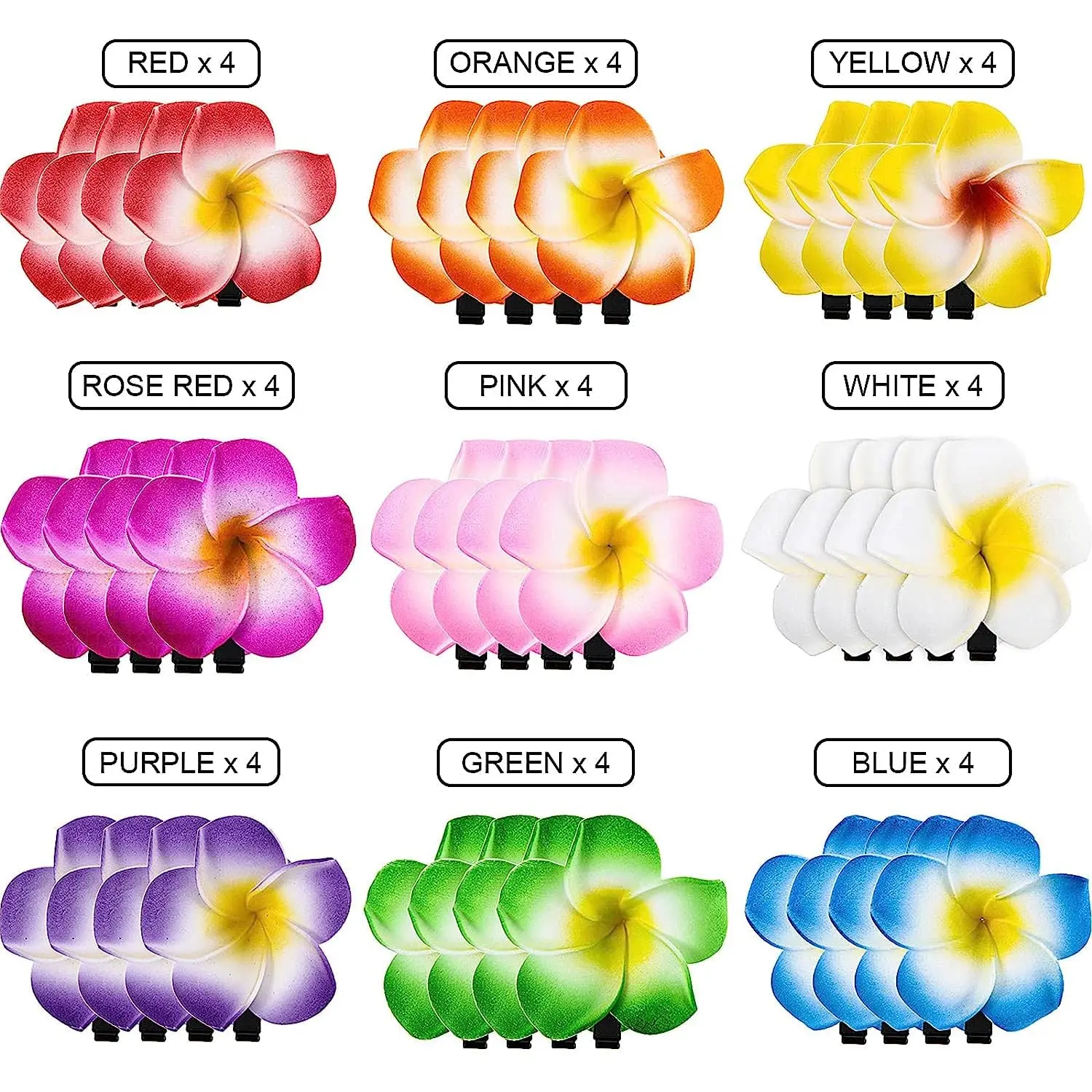 36-Piece Artificial Hawaiian Flower Hair Clips - Hairpins for Bridal, Luau Party Decorations, Fashion & Clothes Accessories, Wedding Hair Accessories, Hair Pins Decorative