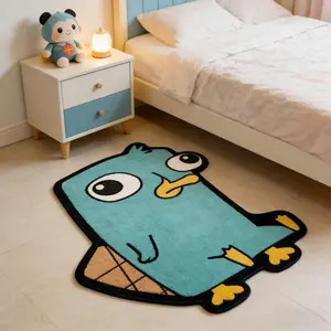 Modern Creative Duck Print Carpet, Animal Printed Rug, Soft Fluffy Rug, Plush Fluffy for Living Room Bedroom Balcony, Easy Care Large Area Mat, Casual Style