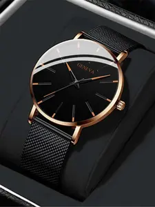 Men's Round Dial Pu Leather Analog Quartz Watch, Minimalist Business Style Quartz Watch, Simple Watch for Gift, Temperament Quartz Watch without Box, Business Fashion Watches